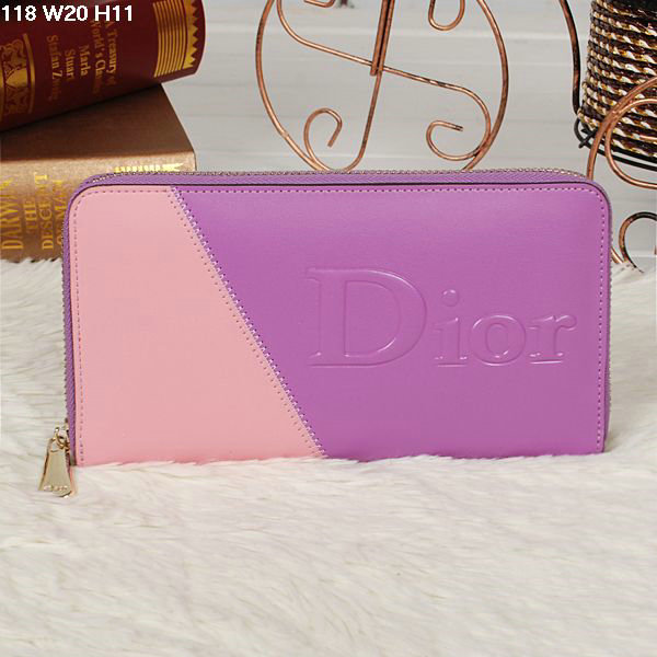 dior zippy wallet calfskin 118 purple&pink